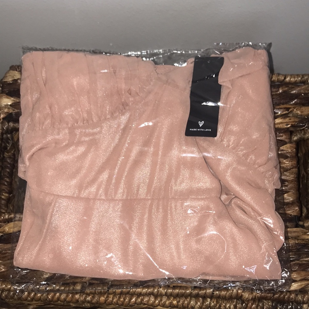 NWT Lulu’s Blush Metallic Bustier Mini Skater Dress / Medium - Picture 16 of 16